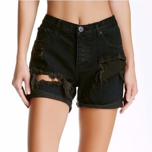 ONE x ONE TEASPOON Fox Black Charger Shorts